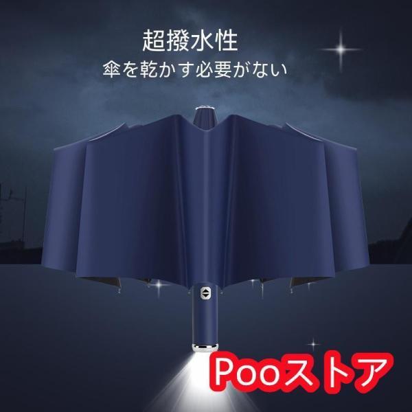 2IN1夏の日焼け対策 折りたたみ傘 晴雨兼用 逆折り式 日傘 自動開閉 コンパクト ライト付き 雨...