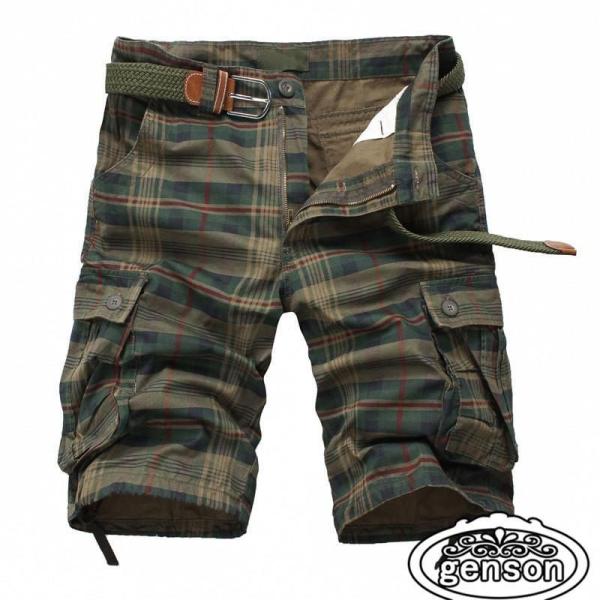 カーゴパンツ ハーフパンツ メンズ 大きいサイズ チェック柄 ショートパンツ 短パン 半ズボン  作...