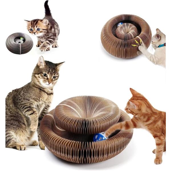 猫 爪研ぎ マット 24*24*10cm マジックオルガン 鈴入りボール 猫スクラッチボード 知育玩...