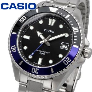 CASIO カシオ 腕時計 メンズ 小さめ 海外モデル クォーツ 50M メタルベルト ブラック MDV-10D-1A2Vの商品画像