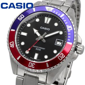 CASIO カシオ 腕時計 メンズ 小さめ 海外モデル クォーツ 50M メタルベルト ブラック MDV-10D-1A3Vの商品画像