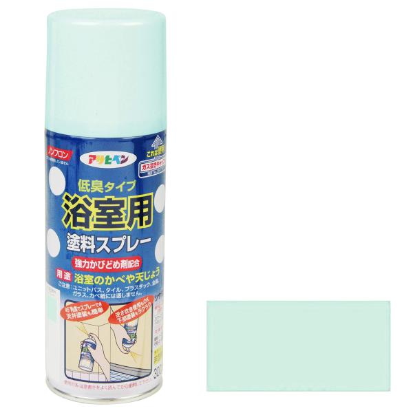 アサヒペン 塗料 ペンキ 浴室用塗料スプレー 300ML ペールブルー スプレー 壁用 艶消し 低臭...