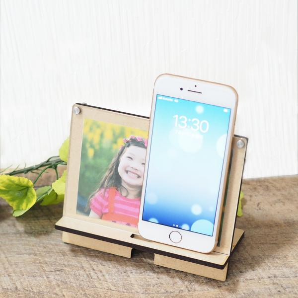 スマホ スタンド フォトフレーム 木製 アクリル 写真立て 可愛い おしゃれ iPhone Andr...