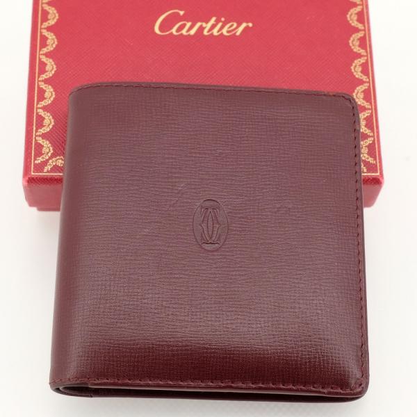 Cartier カルティエ マストライン 二つ折り財布（小銭入れあり） カーフ ボルドー 箱 ギャラ...