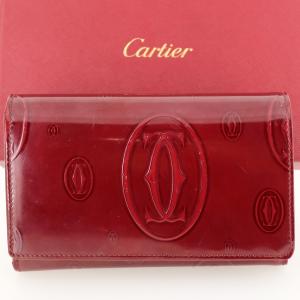 Cartier カルティエ ハッピーバースデー 二つ折り財布（小銭入れあり） ボルドー 本革カーフ エナメル L3000347 ギャランティカード 箱｜northplaza