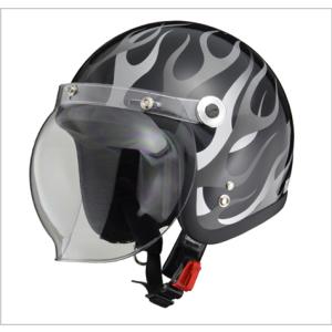 ジェットヘルメット  BC-10 クリアシールド付き ブラックフレア フリーサイズ　BC-10-BKFL リード工業｜northport-plaza