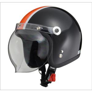 ジェットヘルメット  BC-10 クリアシールド付き ブラック×オレンジ フリーサイズ　BC-10-BKOR リード工業｜northport-plaza