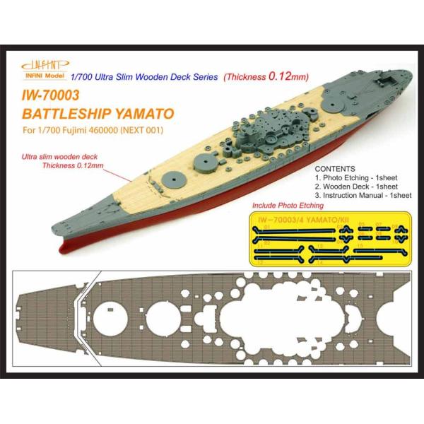 IW7003 1/700 木製甲板 日本海軍 戦艦 大和用エッチングパーツ付き（F社460000　N...
