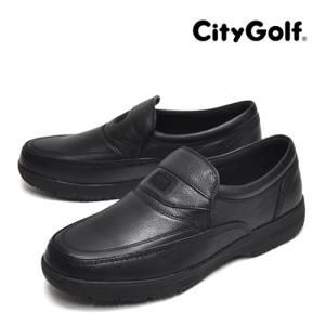 カジュアルシューズ メンズ シティー ゴルフ City Golf ローファー 4E ビジネスシューズ スリッポン 防滑 本革 冬 靴 男性用 SPGF931 黒 ブラック｜northpride