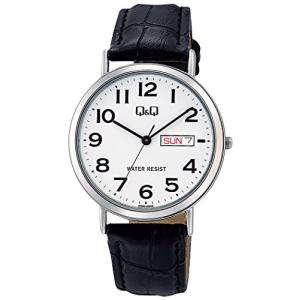 [シチズン Q&Q] 腕時計 アナログ 防水 日付 曜日 革ベルト A202-304 メンズ ホワイト