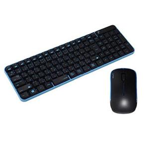 (株)ユニーク ワイヤレスマウス&キーボードコンボ サイレントモデル Black&Blue MK48367GBS｜nostal-dou