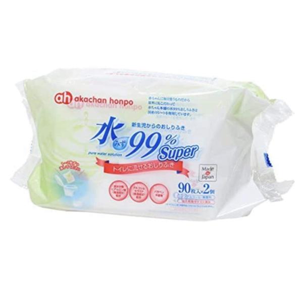 赤ちゃん本舗　水99%Super トイレに流せるおしりふき 90枚×2個