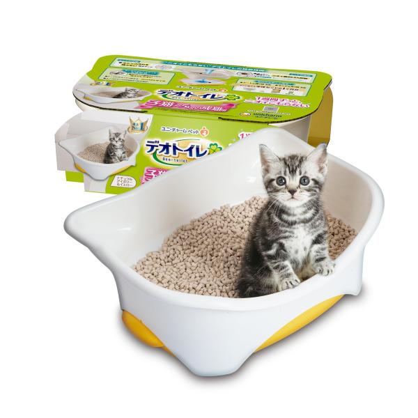 デオトイレ本体セット [約1か月分 猫砂・シート付] 猫用トイレ本体 子猫~5kgの成猫用 ナチュラ...