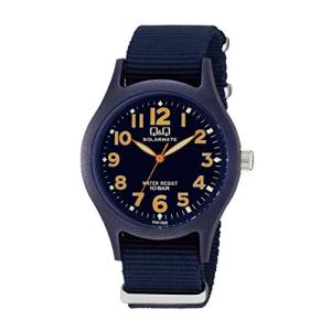 [キューアンドキュー] 腕時計 アナログ ソーラー 防水 ナイロンベルト H062-001 メンズ ネイビー｜nostal-dou