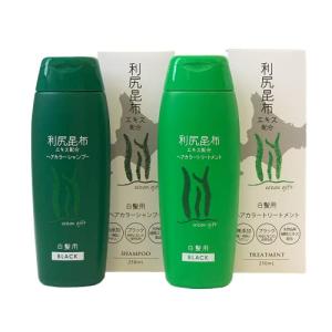 日本メディコ 利尻昆布ヘアカラーシャンプー・トリートメントセット250ｍL×2本(ブラック)｜nostal-dou