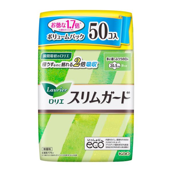 【大容量】 ロリエ スリムガード多い昼~ふつうの日用羽つき50コ 1
