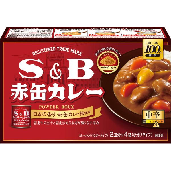 S&amp;B エスビー食品 赤缶カレーパウダールウ 中辛 152g ×6個