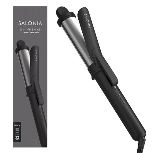 SALONIA スムースシャイン カールヘアアイロン 32mm 【ブラック】 耐熱ポーチ付 SAL2...