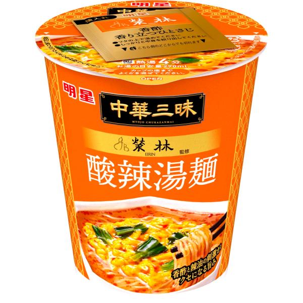 明星 中華三昧タテ型榮林 酸辣湯麺 64g×12個