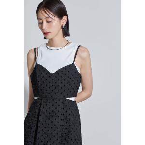 フロッキードットカットワークキャミワンピース