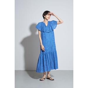 コットンレースフレアカラーワンピース