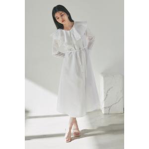 フレア衿ロングワンピース
