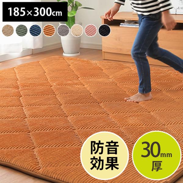 ラグ 防音 横300cm 縦185cm リビング 厚手 足音 床暖対応 ホットカーペット対応 ウレタ...