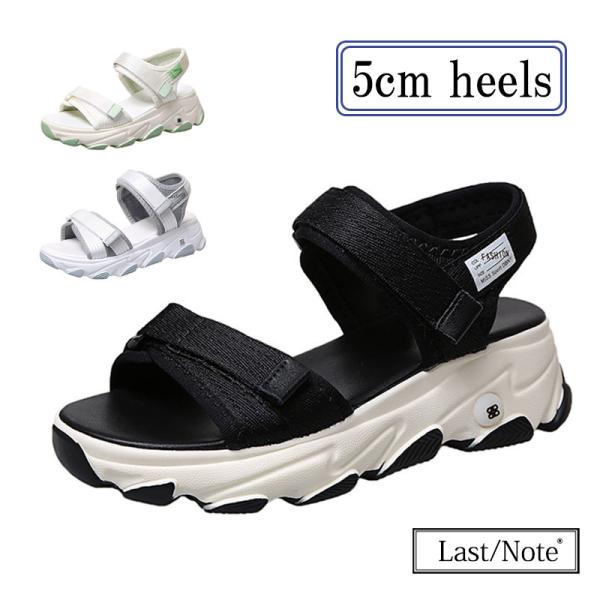 サンダルスニーカー レディース 厚底サンダル 5cmヒール ストラップサンダル 軽量 歩きやすい ス...