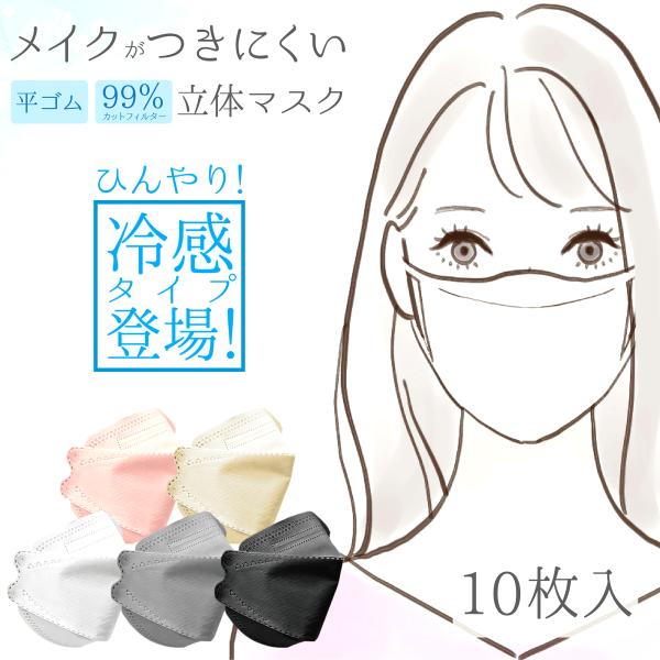 マスク 不織布 不織布マスク 10枚 立体 おしゃれ 冷感 4層 立体マスク 小顔マスク 花粉症 防...