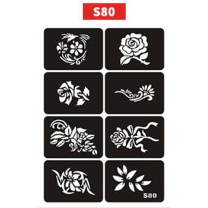 新作入荷 ステンシルシール S80 A4台紙 複数絵柄 アート作品 ヘナタトゥー用 グリッタータトゥ...