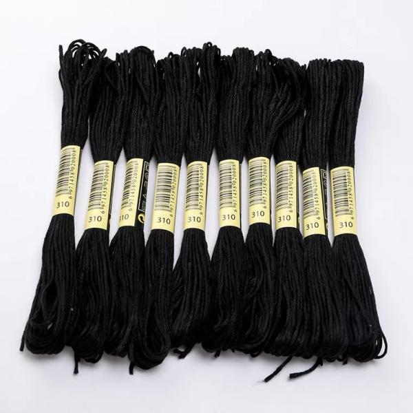 刺繍糸 刺しゅう糸 黒 ブラック 25番糸 クロスステッチ フランス刺繍 手芸糸