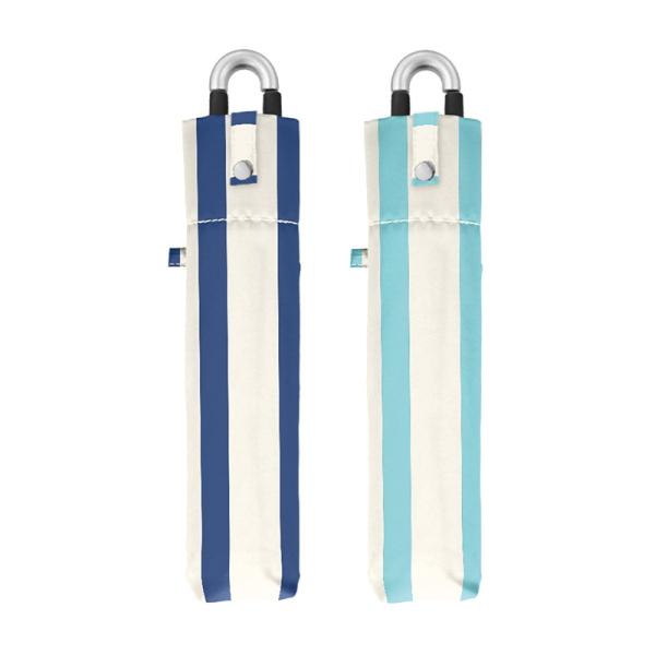 折りたたみ傘 ストライプ カラビナ付き手元折傘