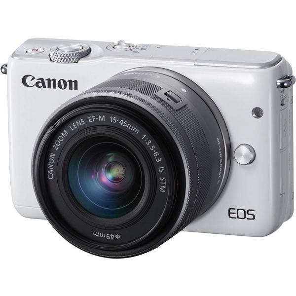 キヤノン Canon EOS M10 レンズキット ホワイト EOSM10WH-1545ISSTML...