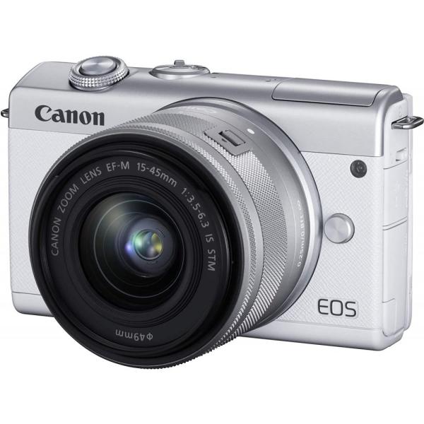 キヤノン Canon EOS M200 標準ズームキット ホワイト EOSM200WH-1545IS...