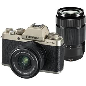 FUJIFILM ミラーレス一眼カメラ X-T100ダブルズームレンズキット シャンパンゴールド X...