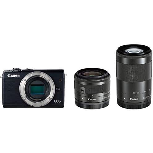 Canon ミラーレス一眼カメラ EOS M100 ダブルズームキット ブラック EOSM100BK...
