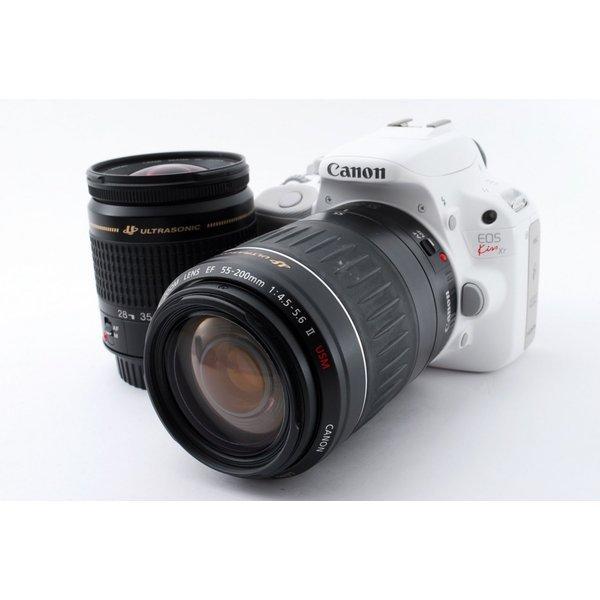 キヤノン Canon EOS Kiss X7 ダブルズームセット ホワイト 美品 SDカードストラッ...