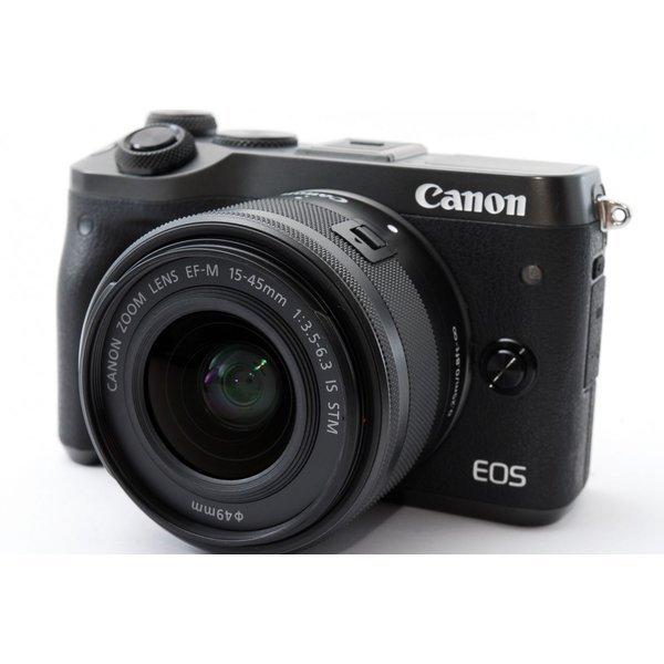 キヤノン Canon EOS M6 レンズキット ブラック 美品 新品 SDカード付き、付 &lt;プレゼ...