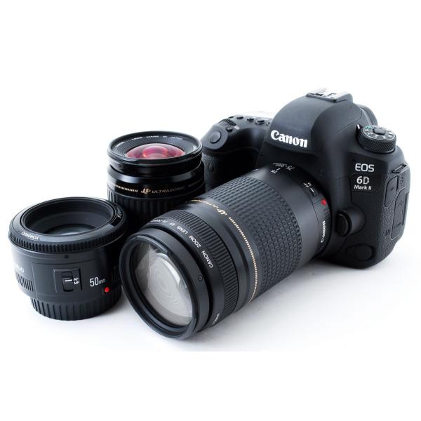 キヤノン Canon EOS 6D Mark II 標準&amp;超望遠＆単焦点トリプルレンズセット SDカ...