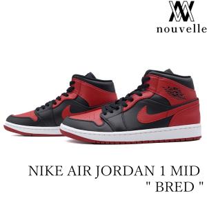 NIKE ナイキ AIR JORDAN 1 MID " BRED " エアージョーダン 1 ミッド ブレット 黒 赤 メンズ  554724-074｜nouvelle22