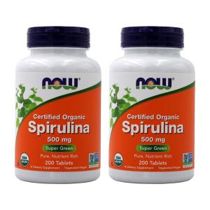 オーガニックスピルリナ500mg 2個セット ナウフーズ 200錠 Certified Organic Spirulina 500 mg 200 Tablets 2set Now Foods