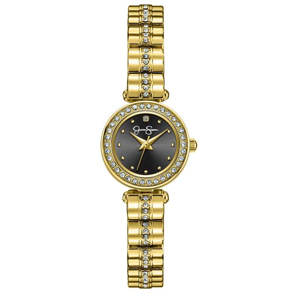 【並行輸入品】Jessica Simpson レディースメタルバンドウォッチ、ラウンドクリスタルダイ...