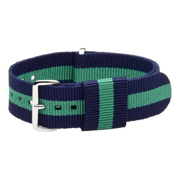 【並行輸入品】18 mm Nato SsナイロンループStriped Navyブルー/グリーン交換可...