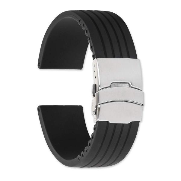 【並行輸入品】deBeer オリススタイル ブラック シリコンラバー ダイバーズウォッチバンド/ウォ...