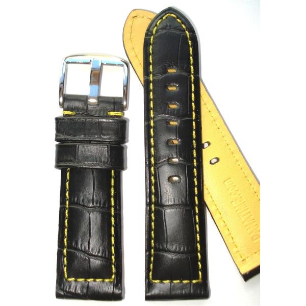 【並行輸入品】Panatime ブラウン本革腕時計バンド 22mm ゲイタープリント イエローステッ...