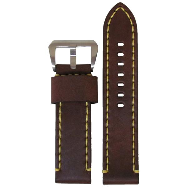 【並行輸入品】Panatime 20mm ブラウン ブロンコ 本革 腕時計バンド イエローステッチ ...