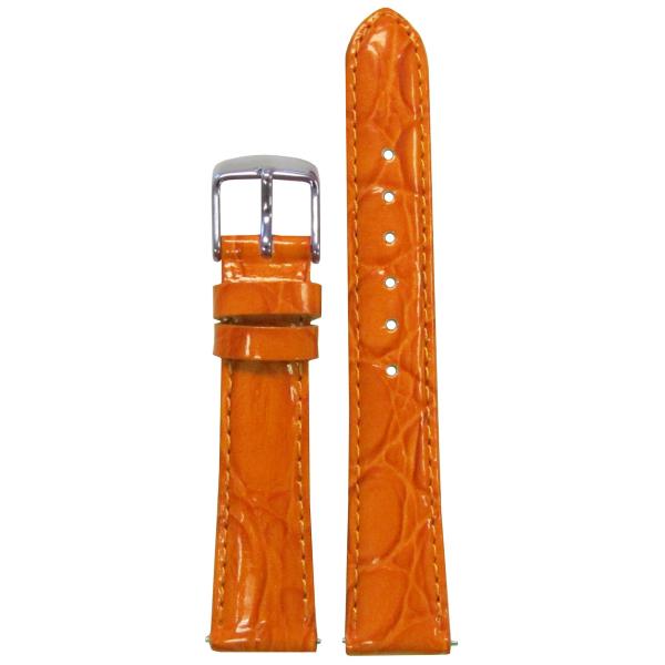【並行輸入品】20 mm Panatime光沢オレンジ本革Watch Band with Gator...