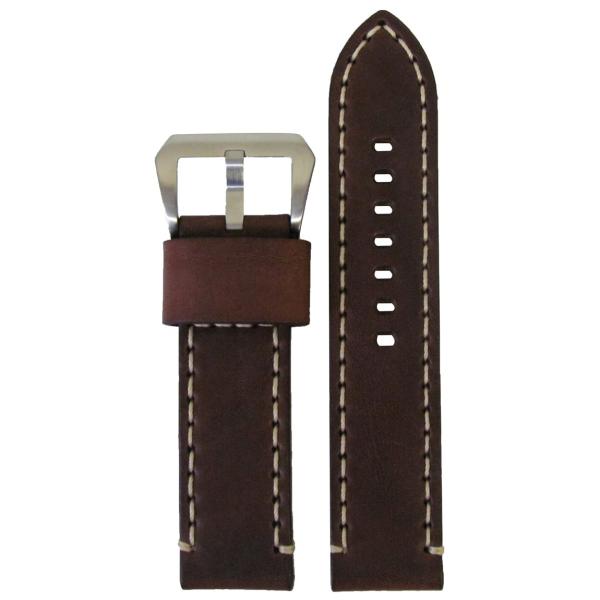 【並行輸入品】20mm Panatime ブラウンブロンコ 本革腕時計バンド ホワイトステッチ 20...