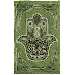 【並行輸入品】 Zest For Life Hamsa Hand Tapestry Tablecloth Green New Age Wall
