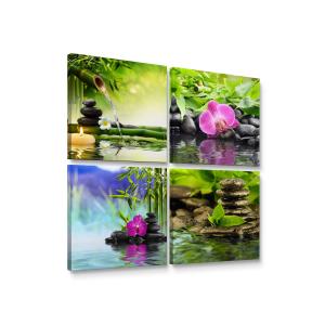 【並行輸入品】 Niwo ART Red Orchid Waterlily, Zen Art Canvas, Contemporary Mo